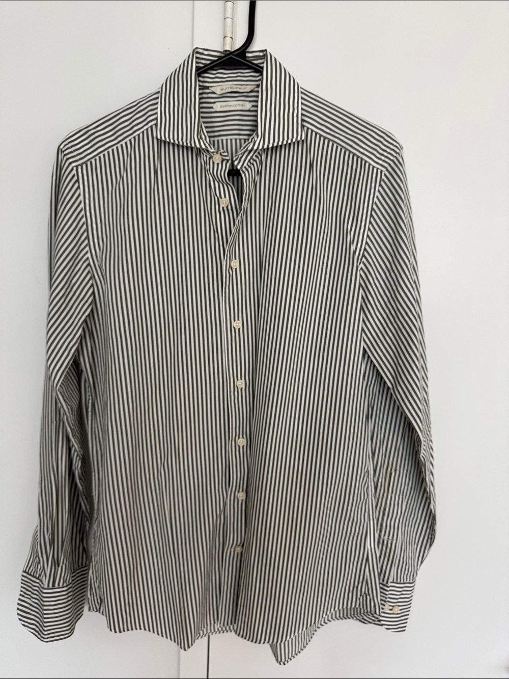 Suit supply Men's olive Stripe Button-Down Shirt